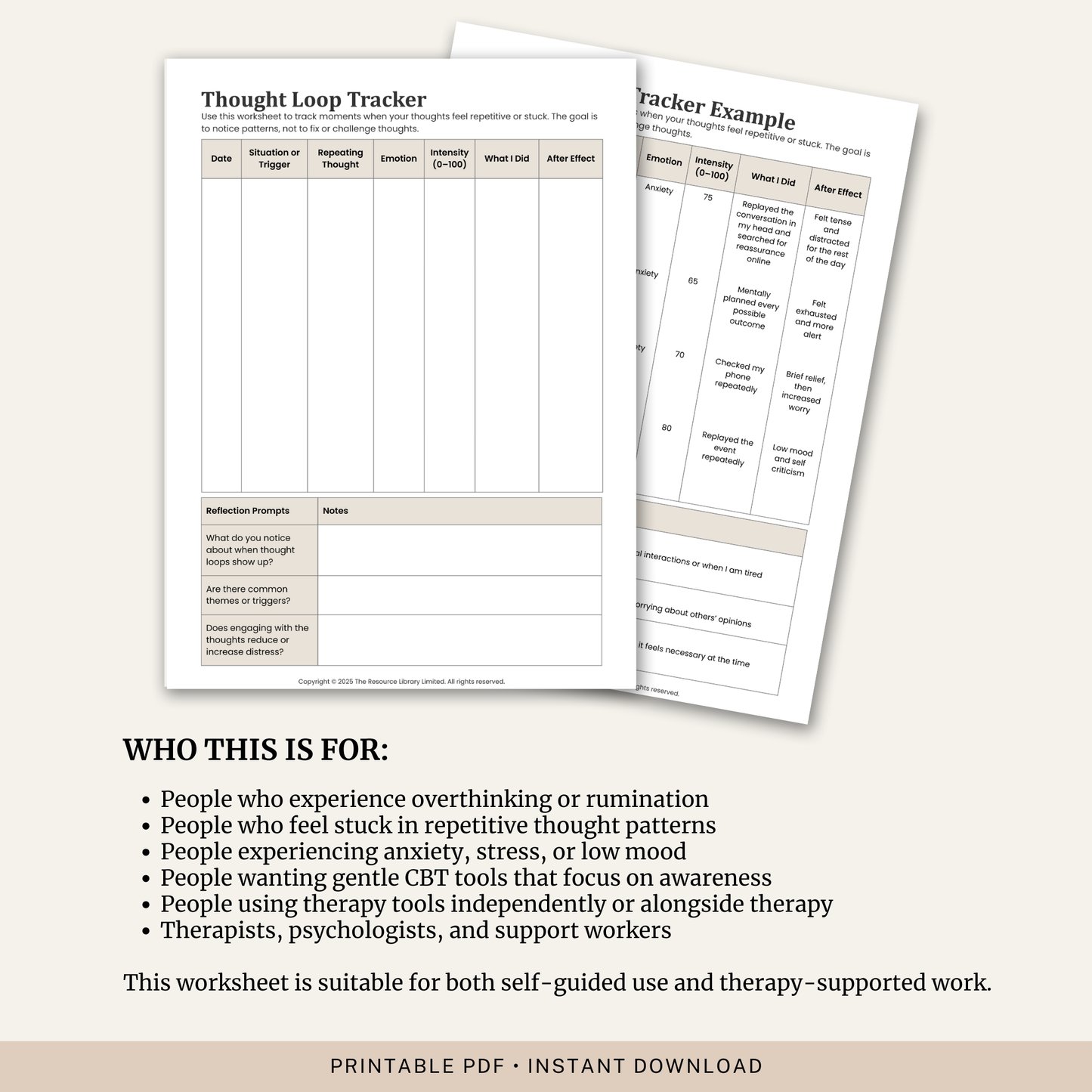 Thought Loop Tracker Worksheet