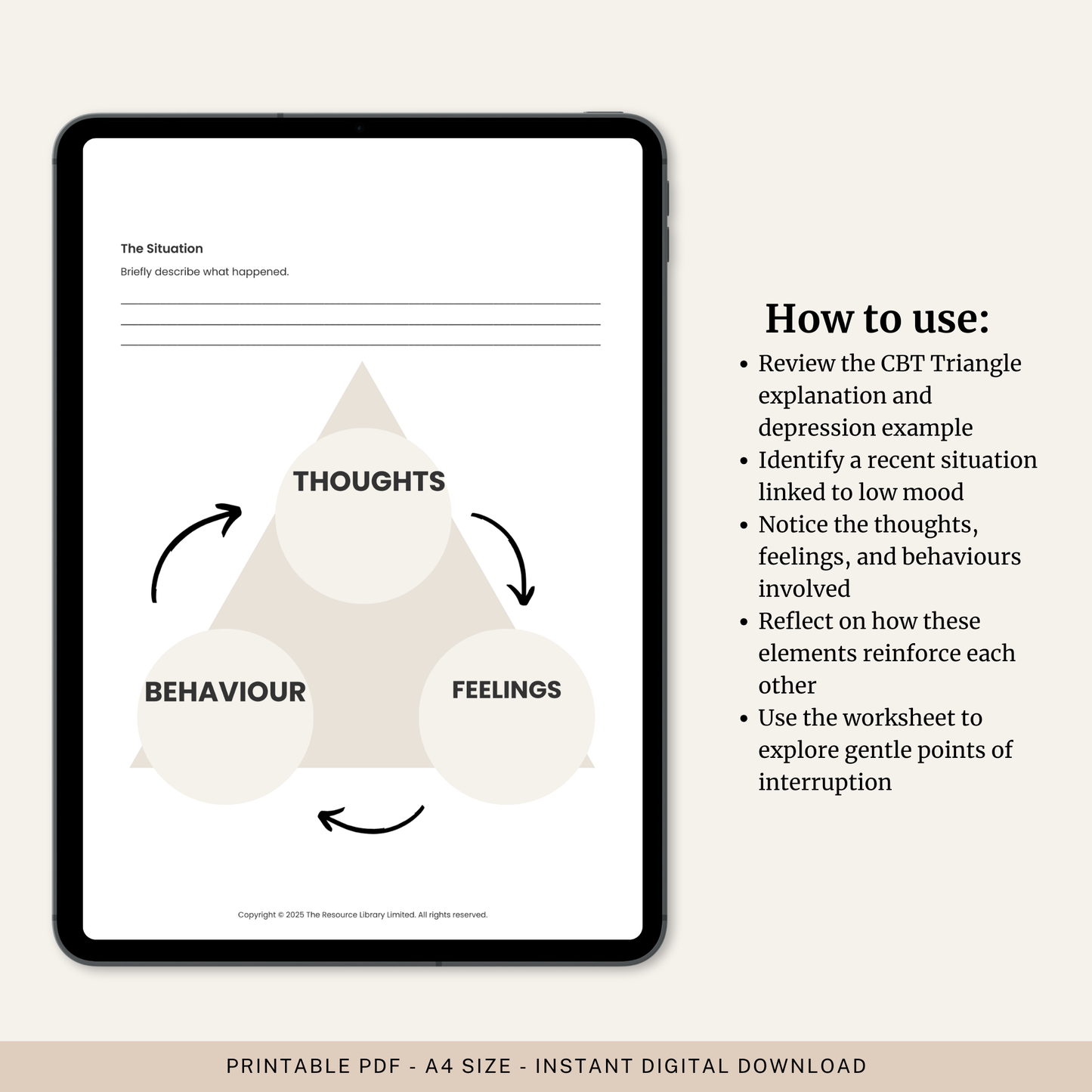 CBT Triangle for Depression Worksheets