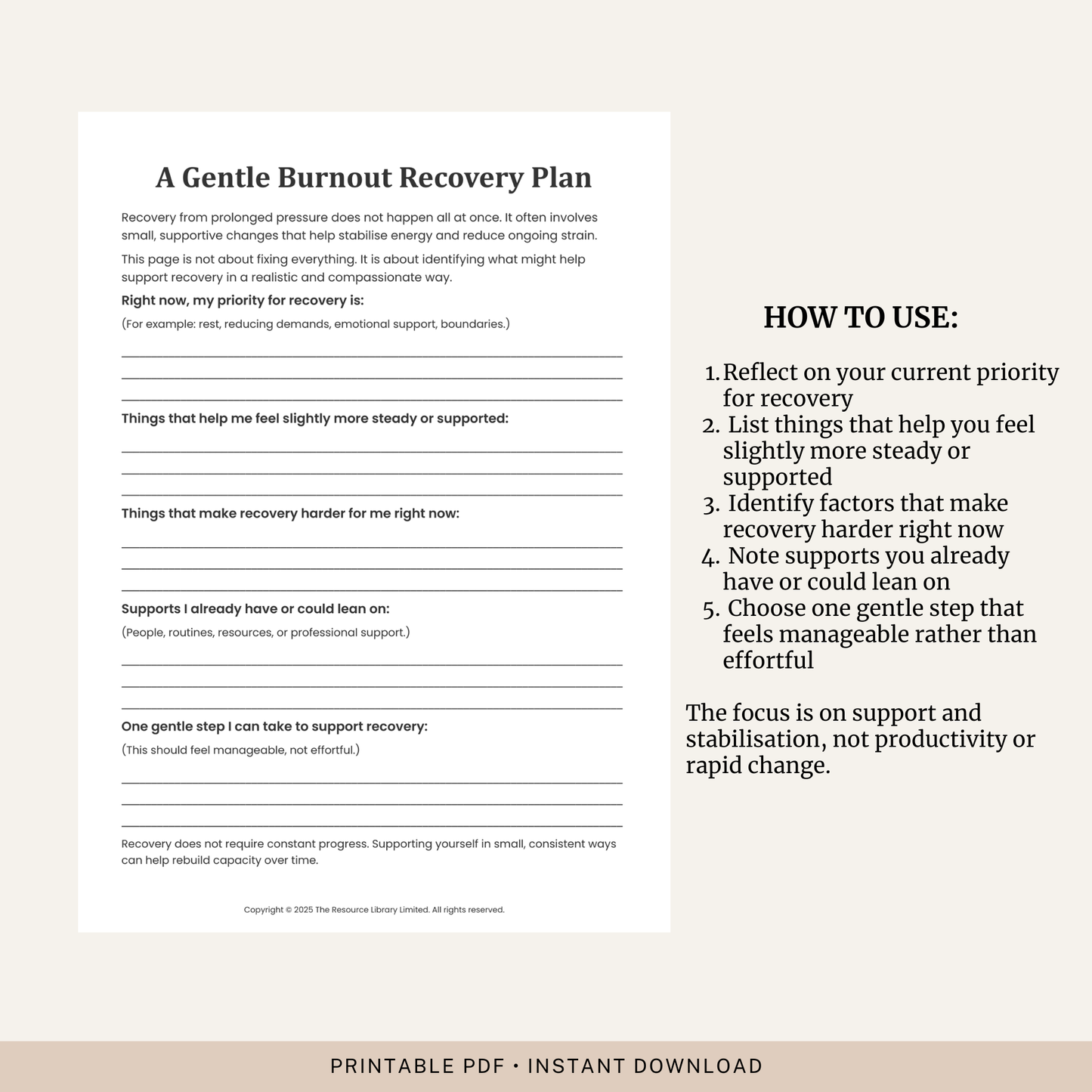 Burnout Recovery Plan Worksheet