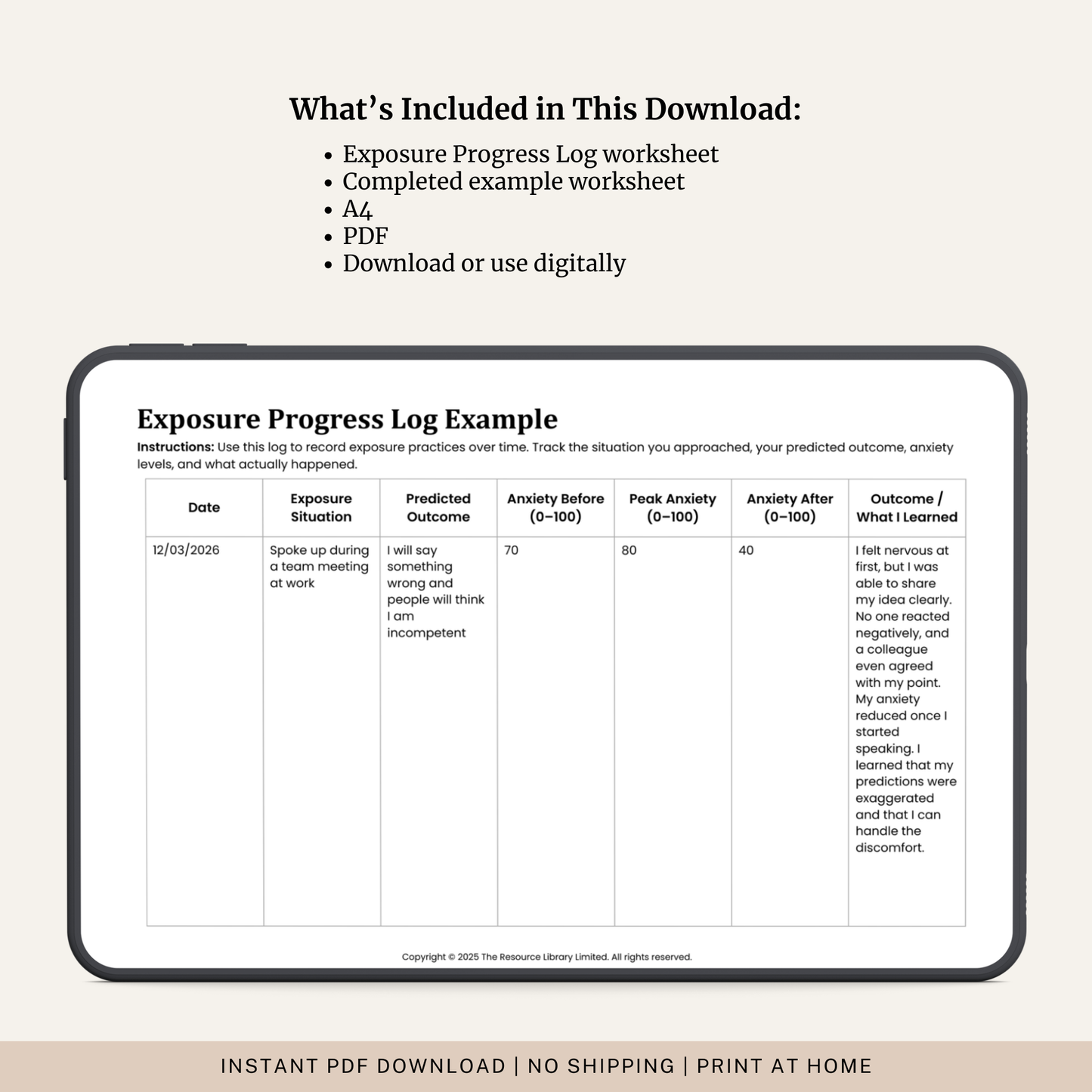 Exposure Progress Log