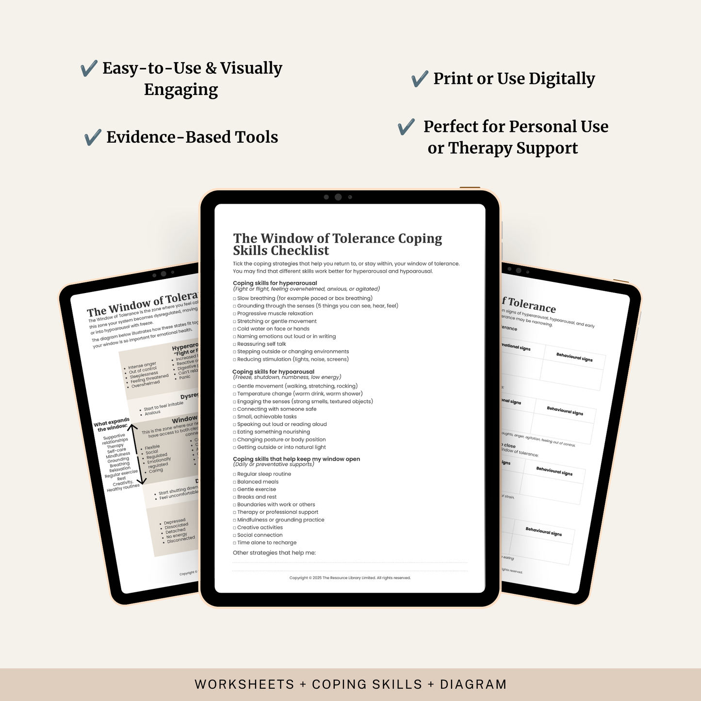 Window of Tolerance Worksheets