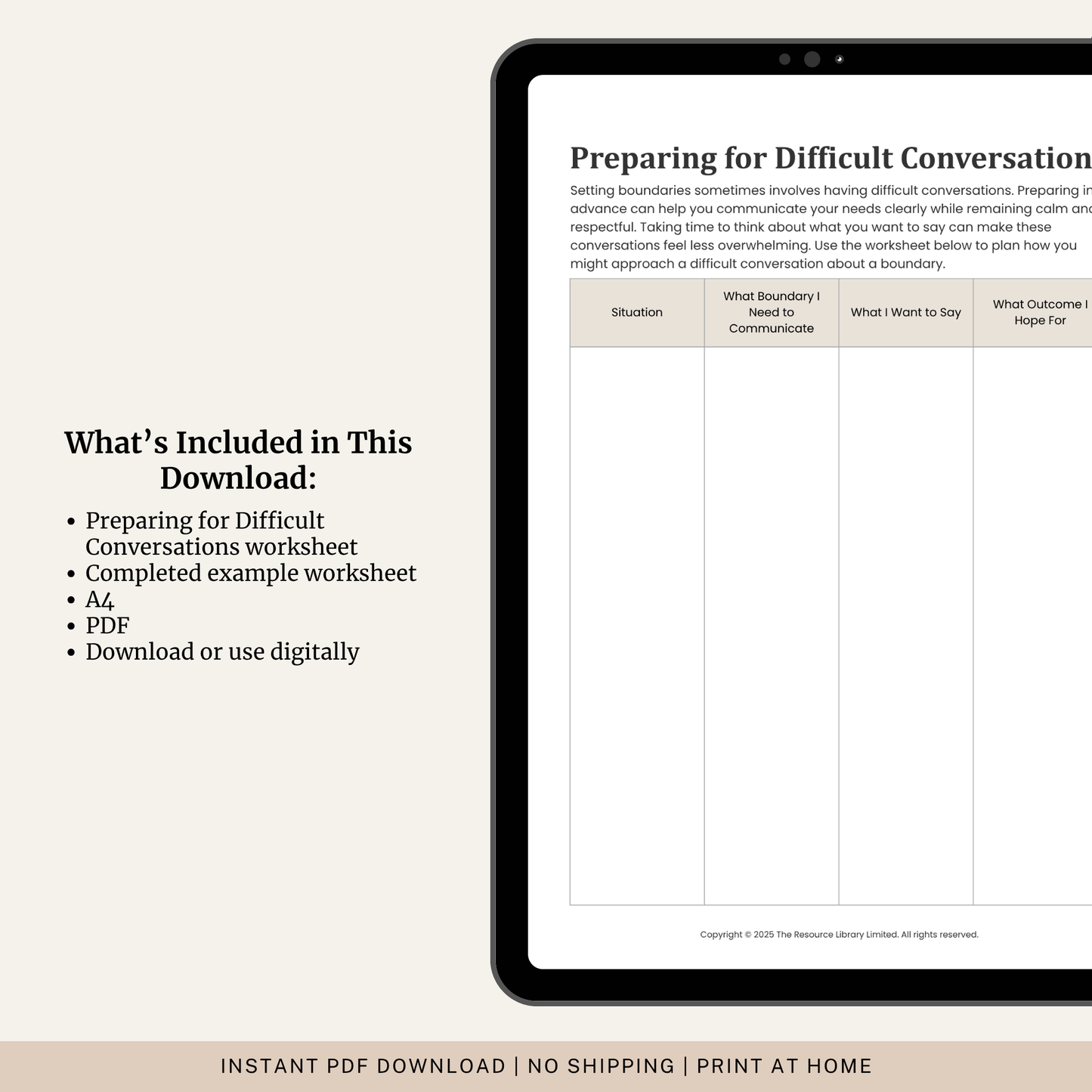 Preparing for Difficult Conversations Worksheet