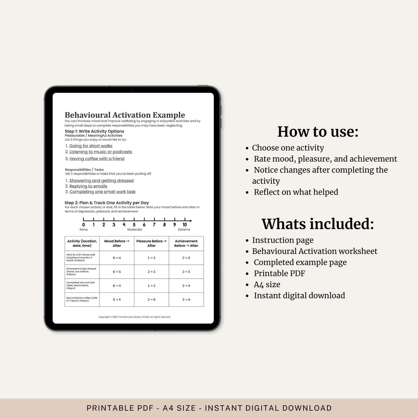 Behavioural Activation Worksheet