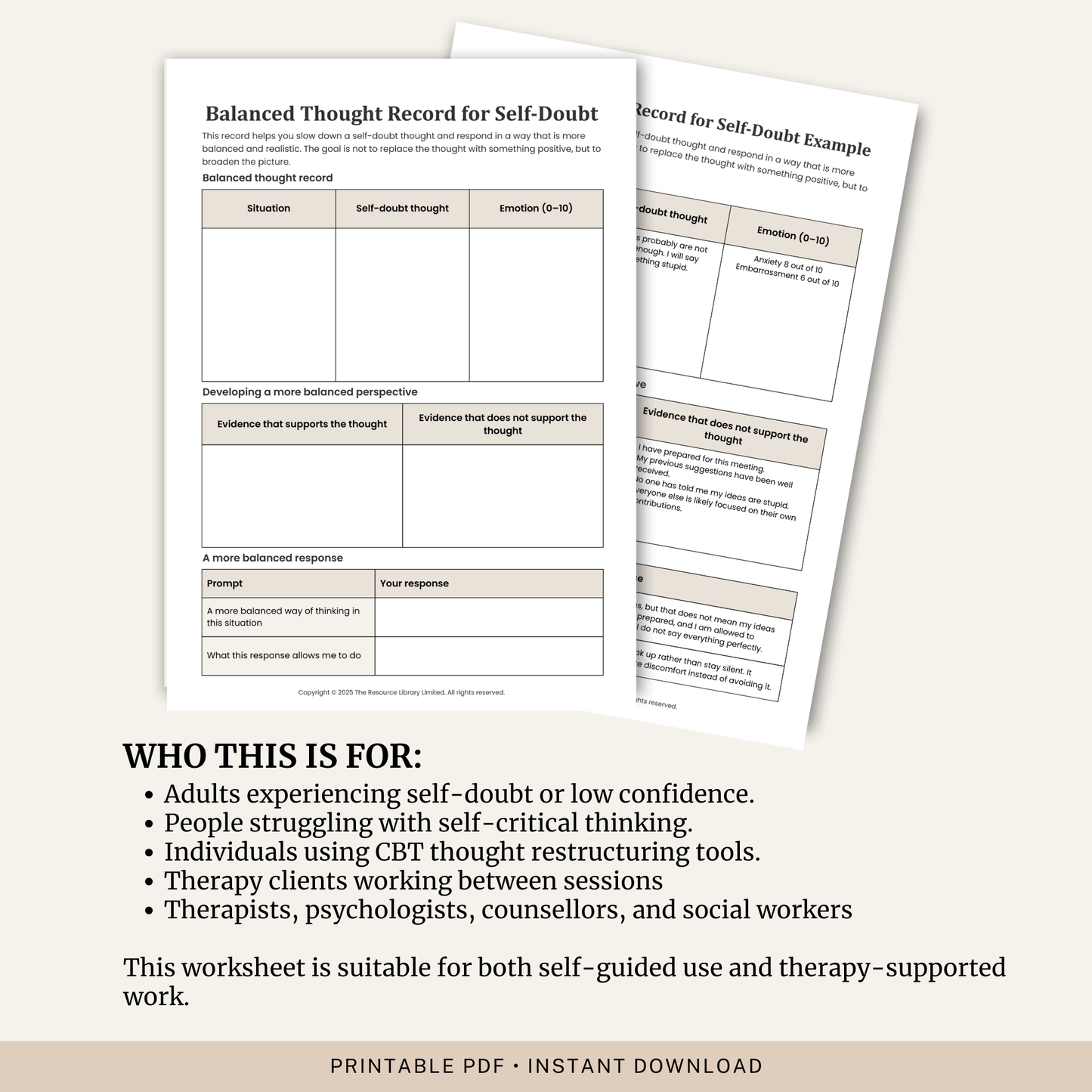 Balanced Thought Record for Self-Doubt