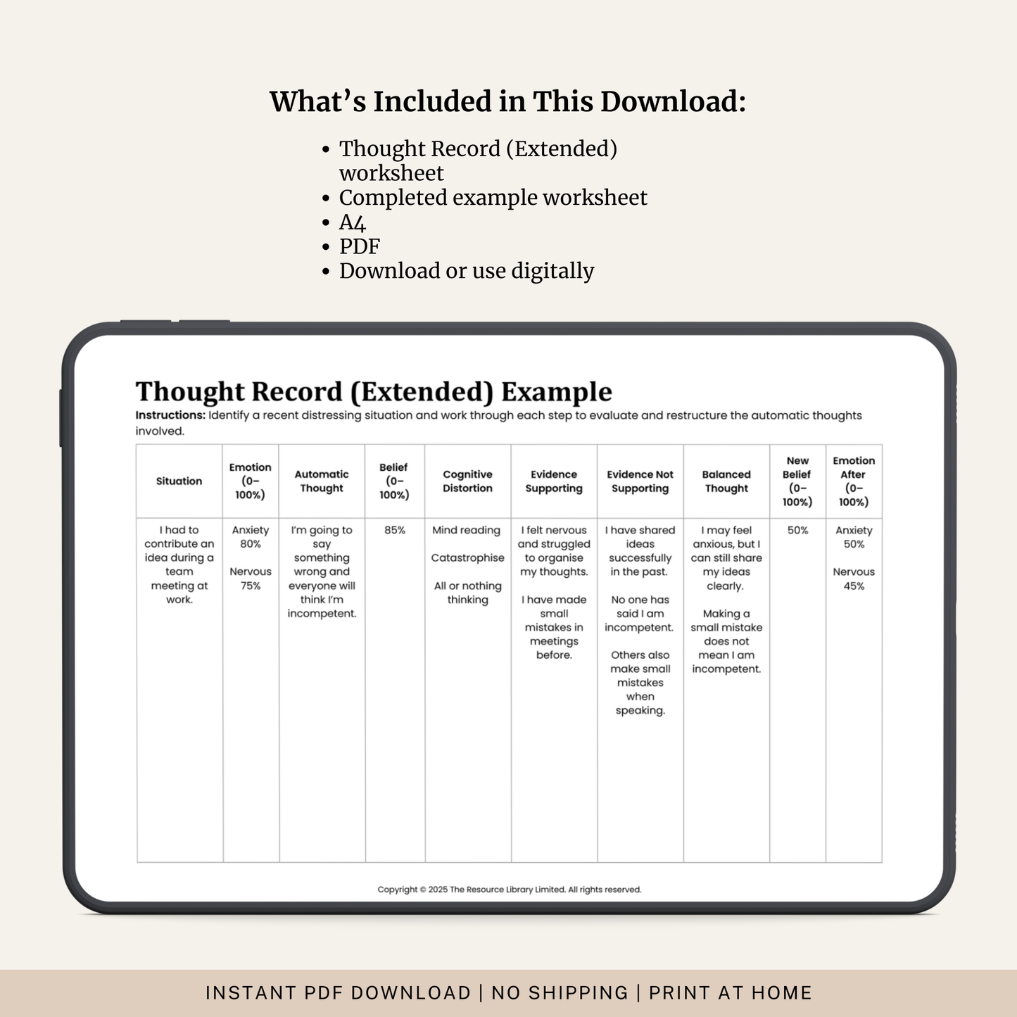Thought Record (Extended) Worksheet