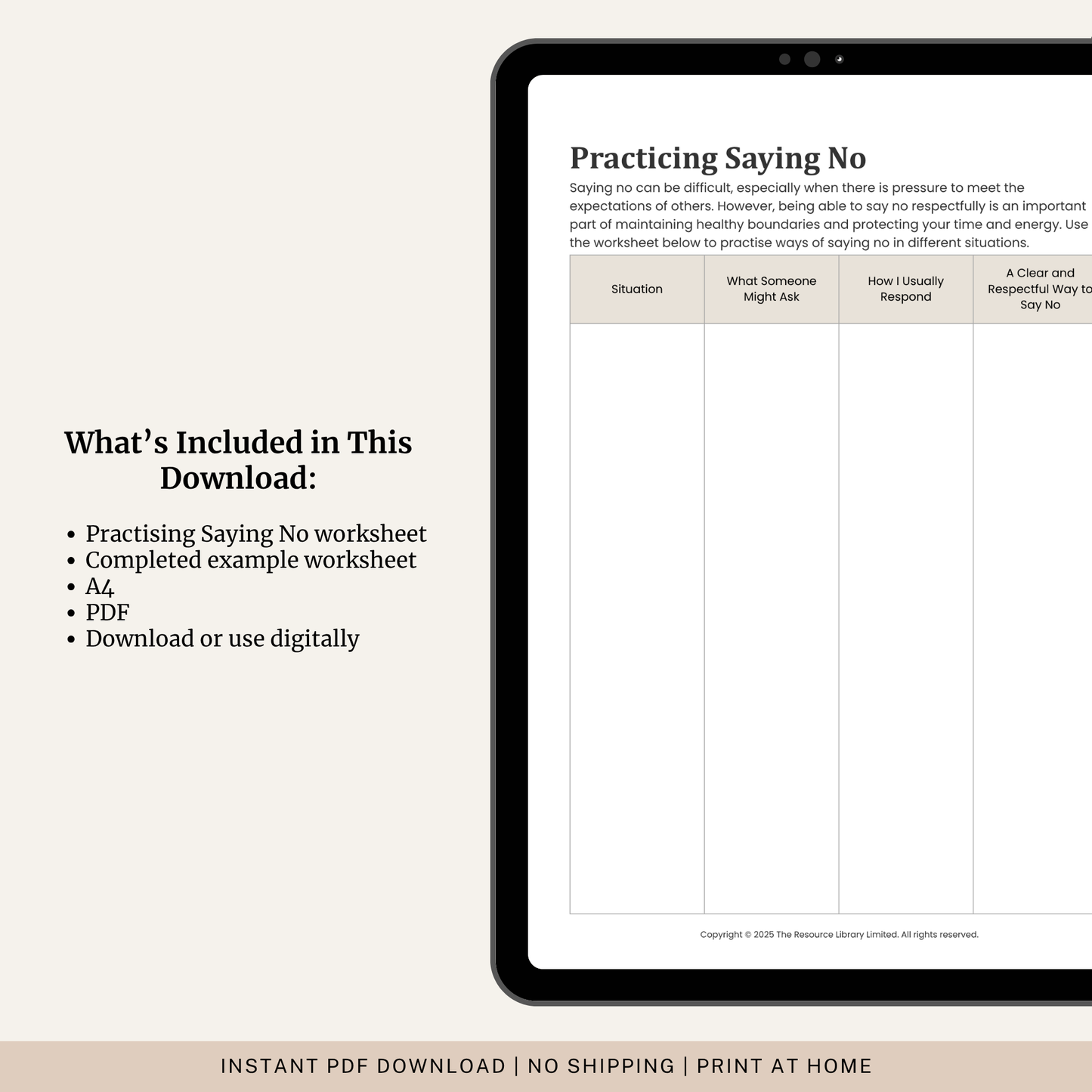 Practising Saying No Worksheet