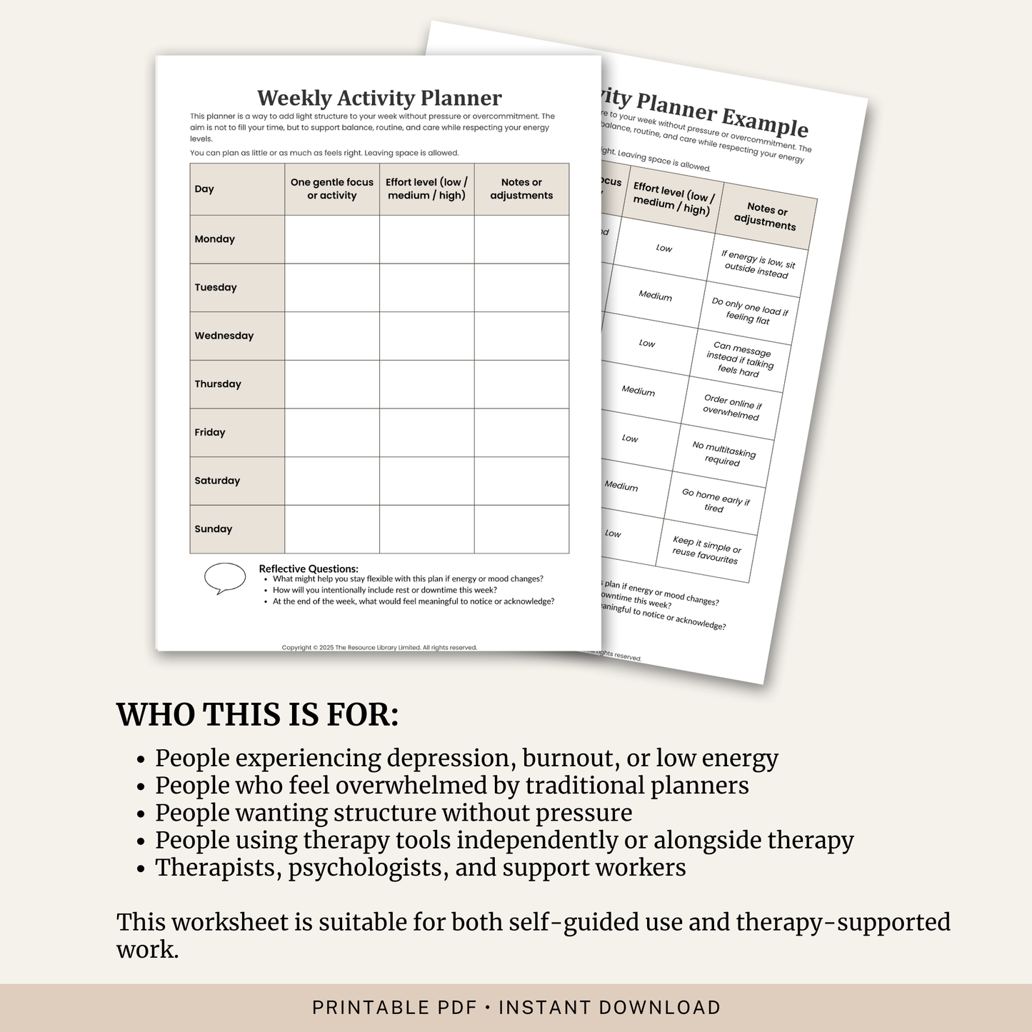 Weekly Activity Planner