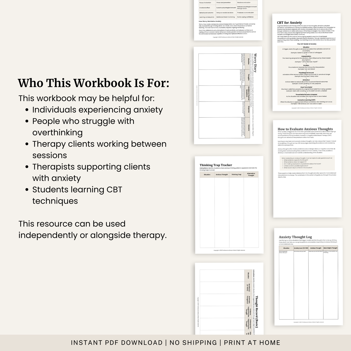 CBT for Anxiety Workbook