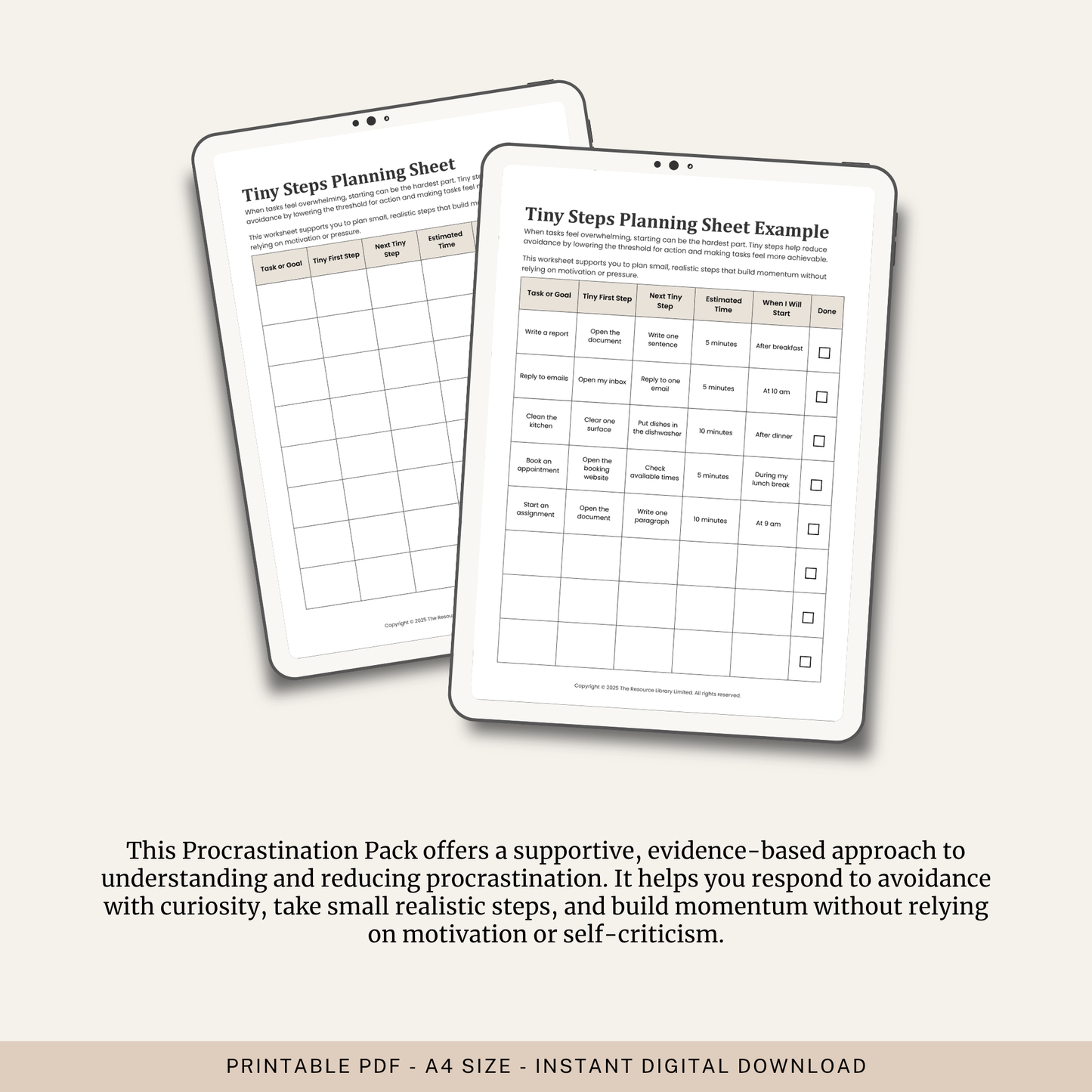 Procrastination Worksheets