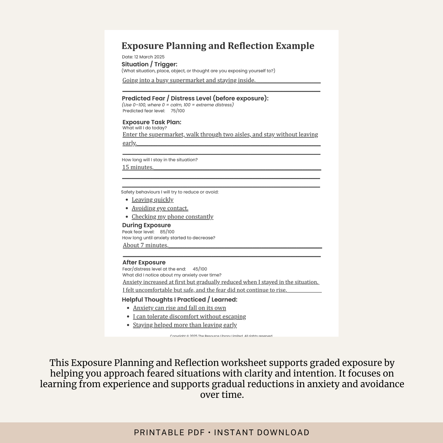 Exposure Planning and Reflection Worksheet