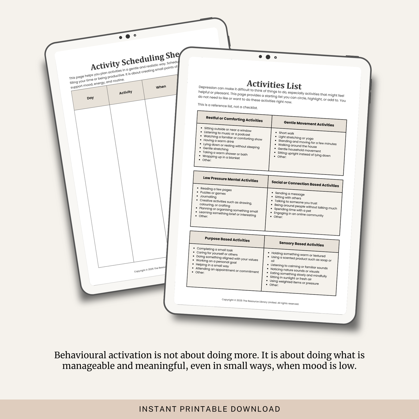 Behavioural Activation Activity Planner