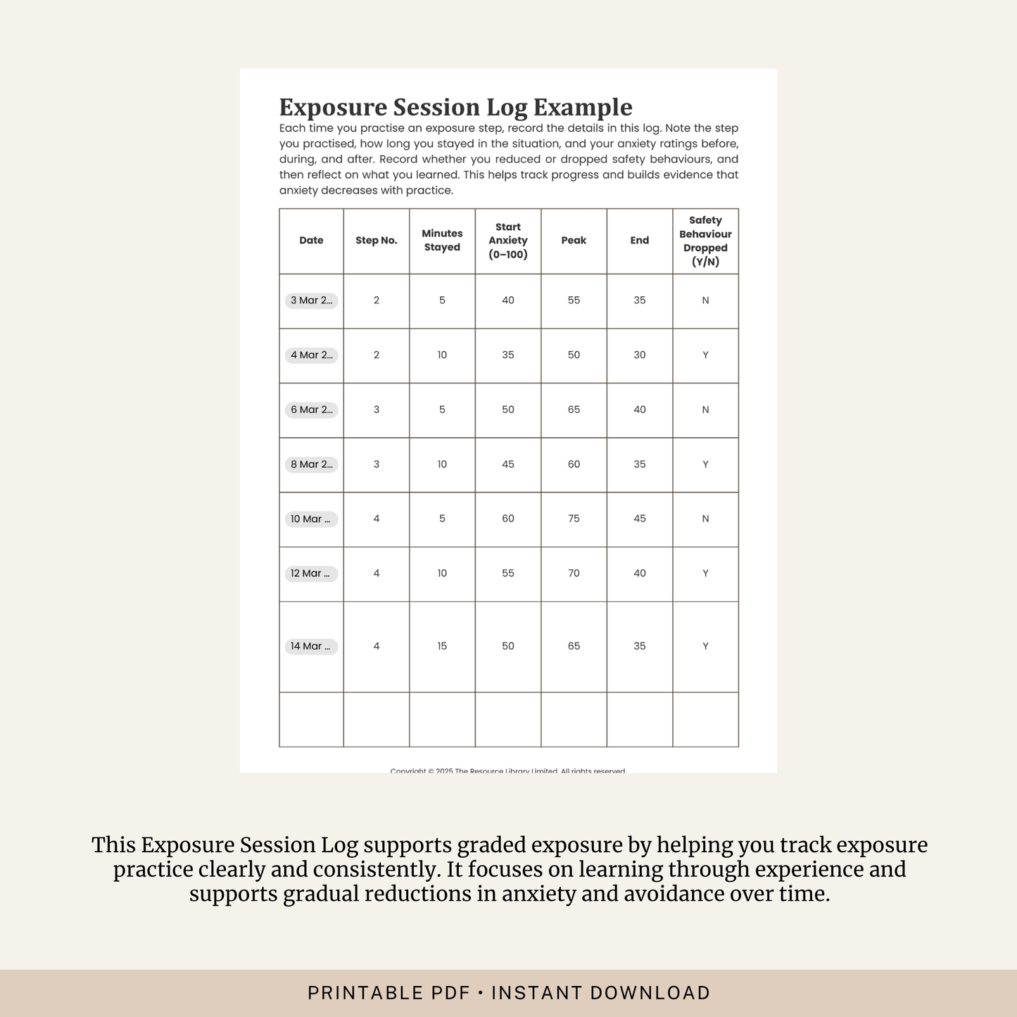 Exposure Session Log