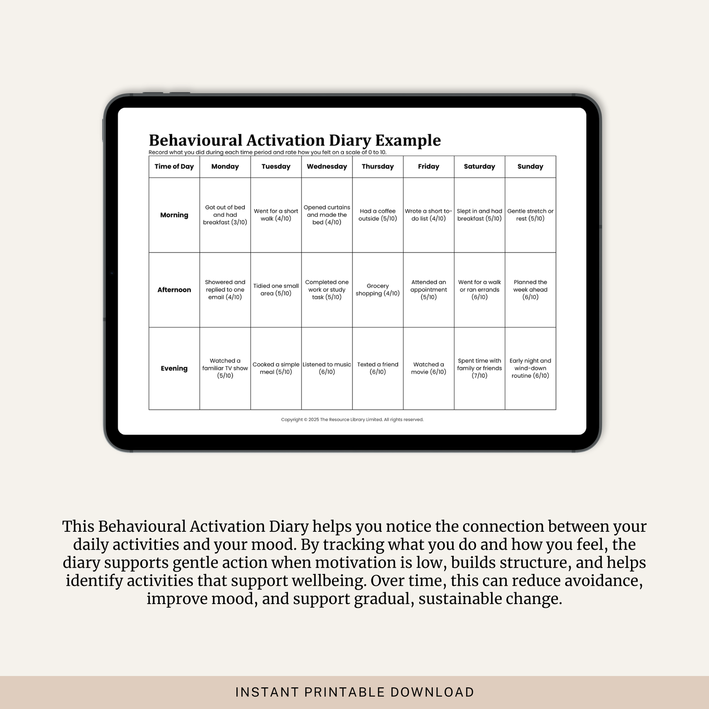 Behavioural Activation Diary