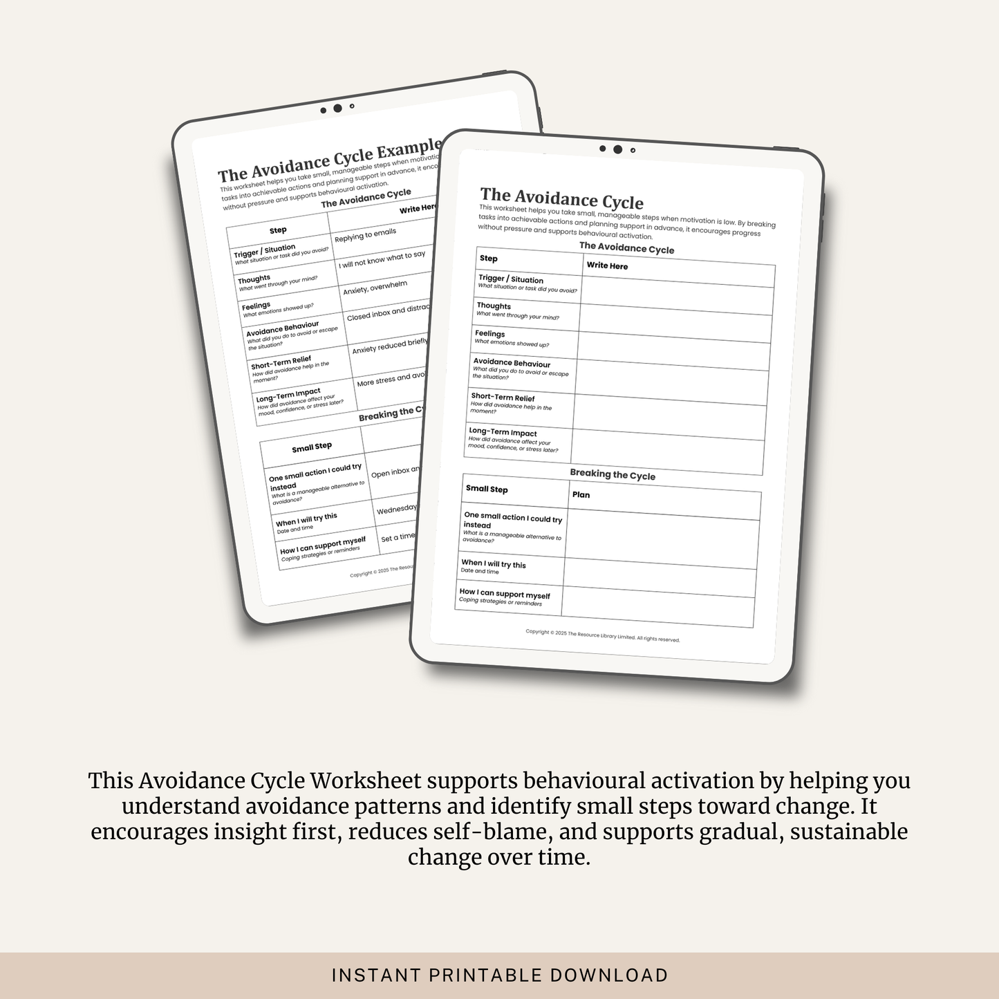 Avoidance Cycle Worksheet