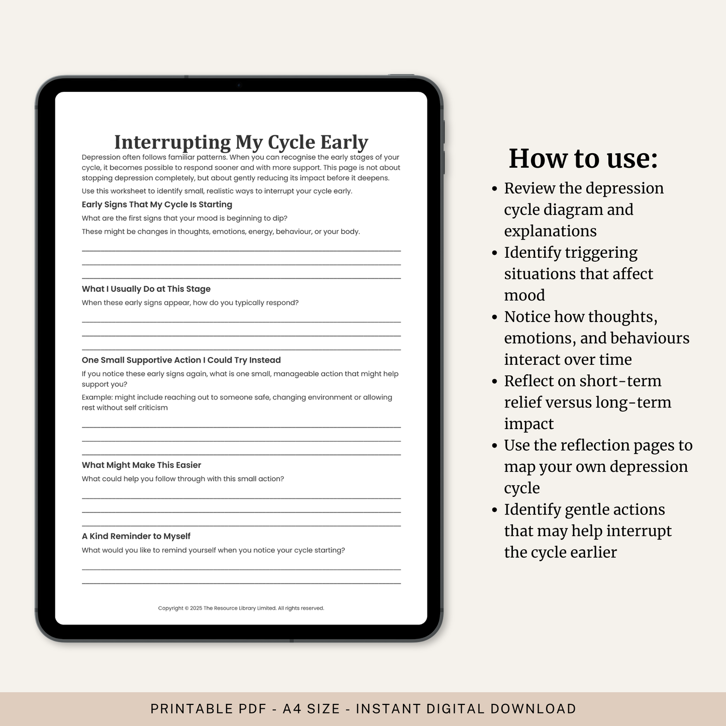 Cycle of Depression Worksheet