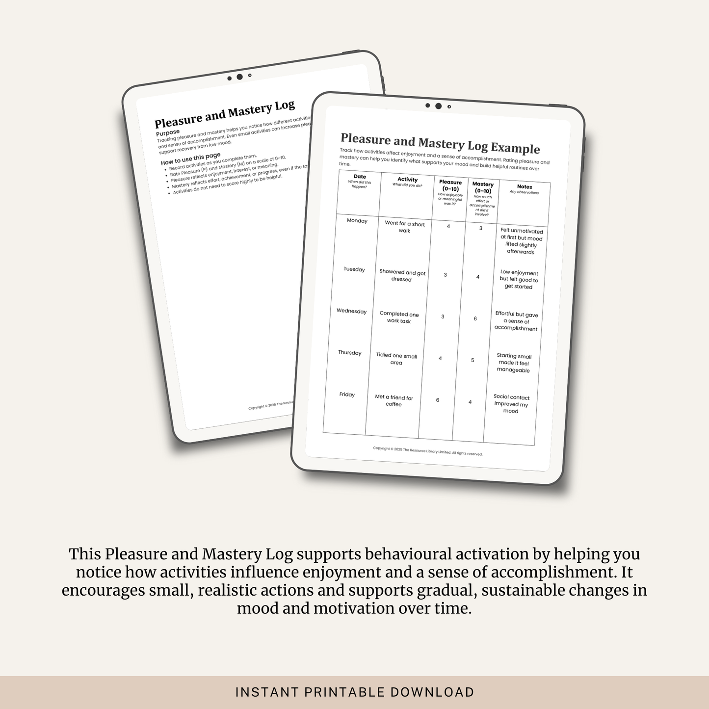 Pleasure and Mastery Log