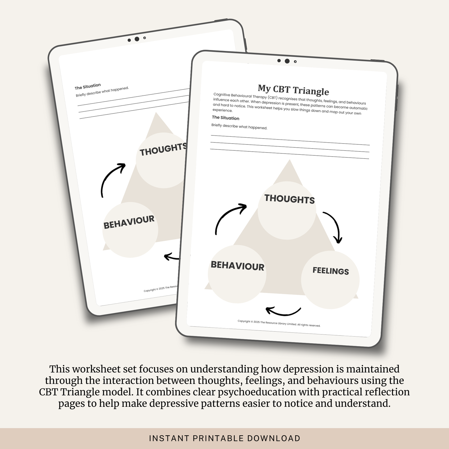 CBT Triangle for Depression Worksheets