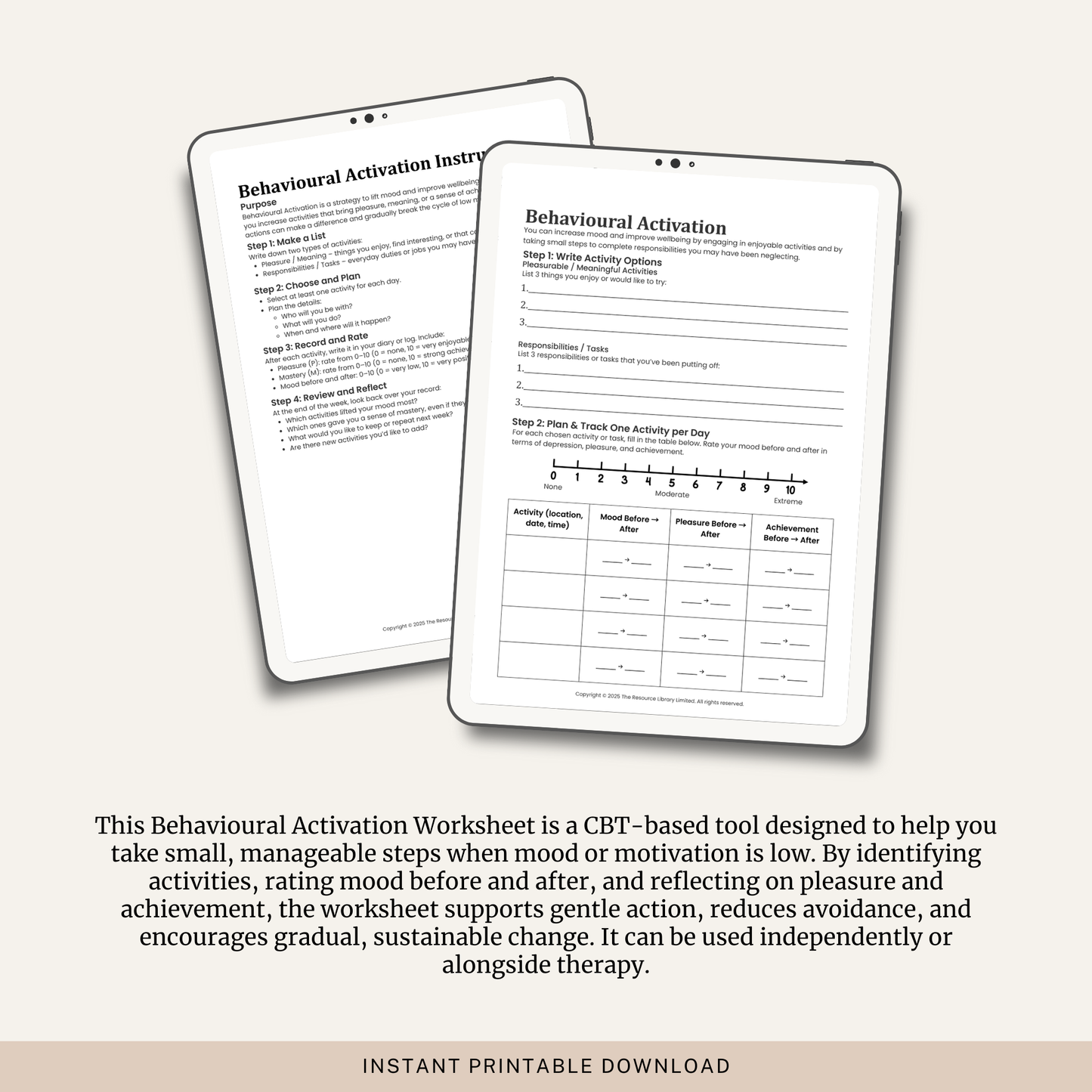 Behavioural Activation Worksheet
