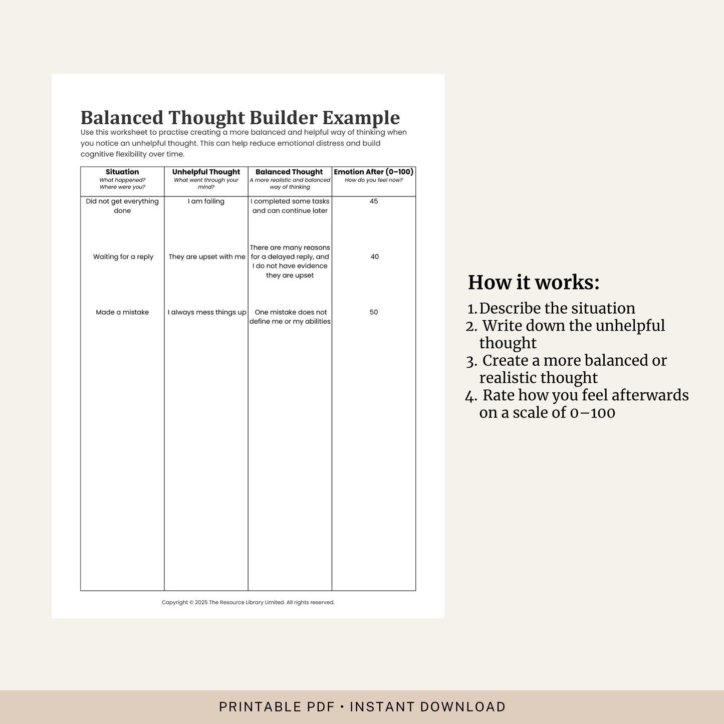 Balanced Thought Builder Worksheet