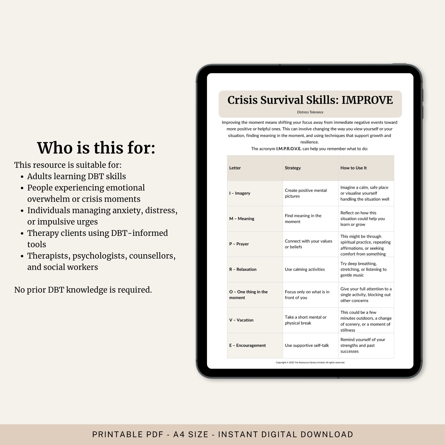 DBT Distress Tolerance Toolkit