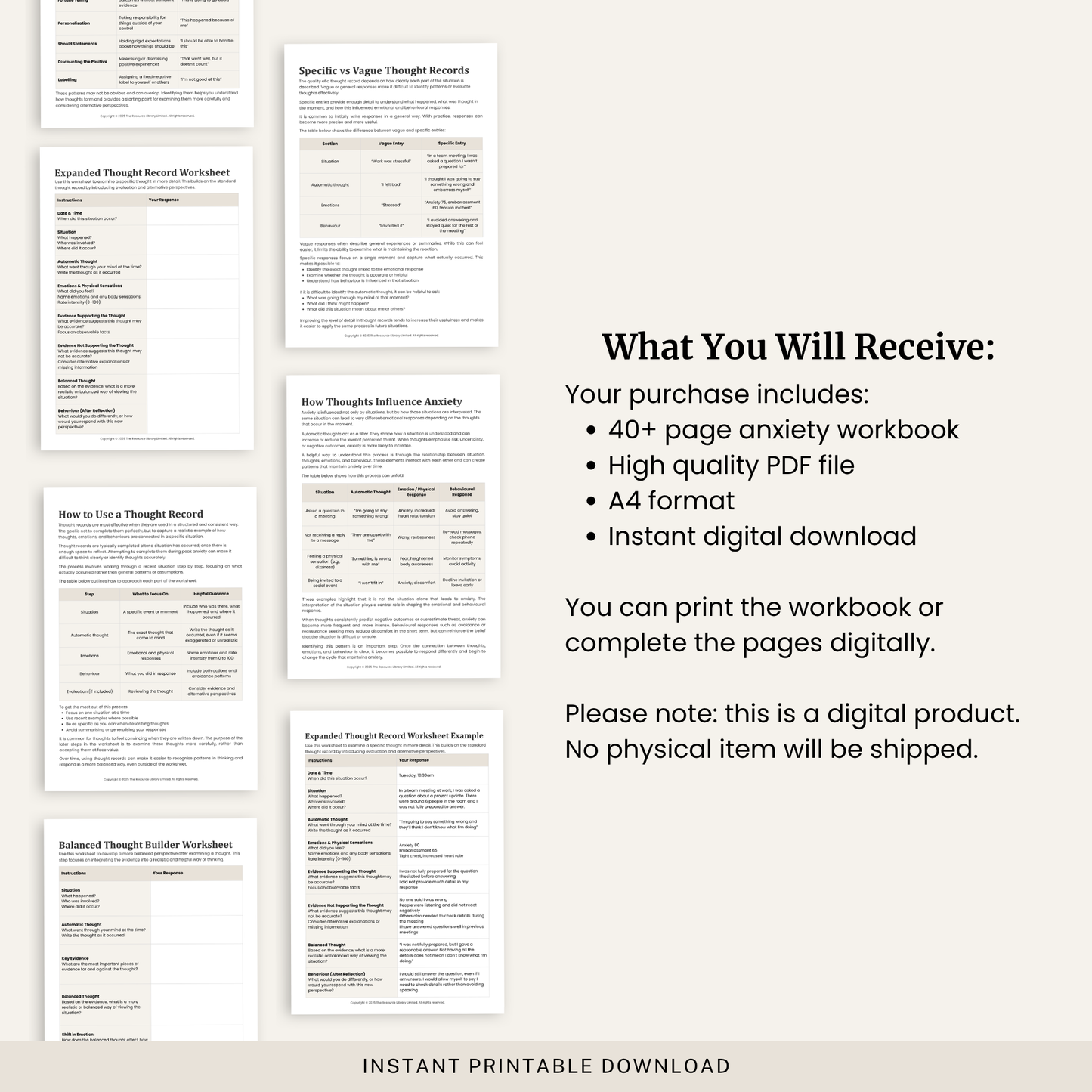 Anxiety Thought Record Workbook