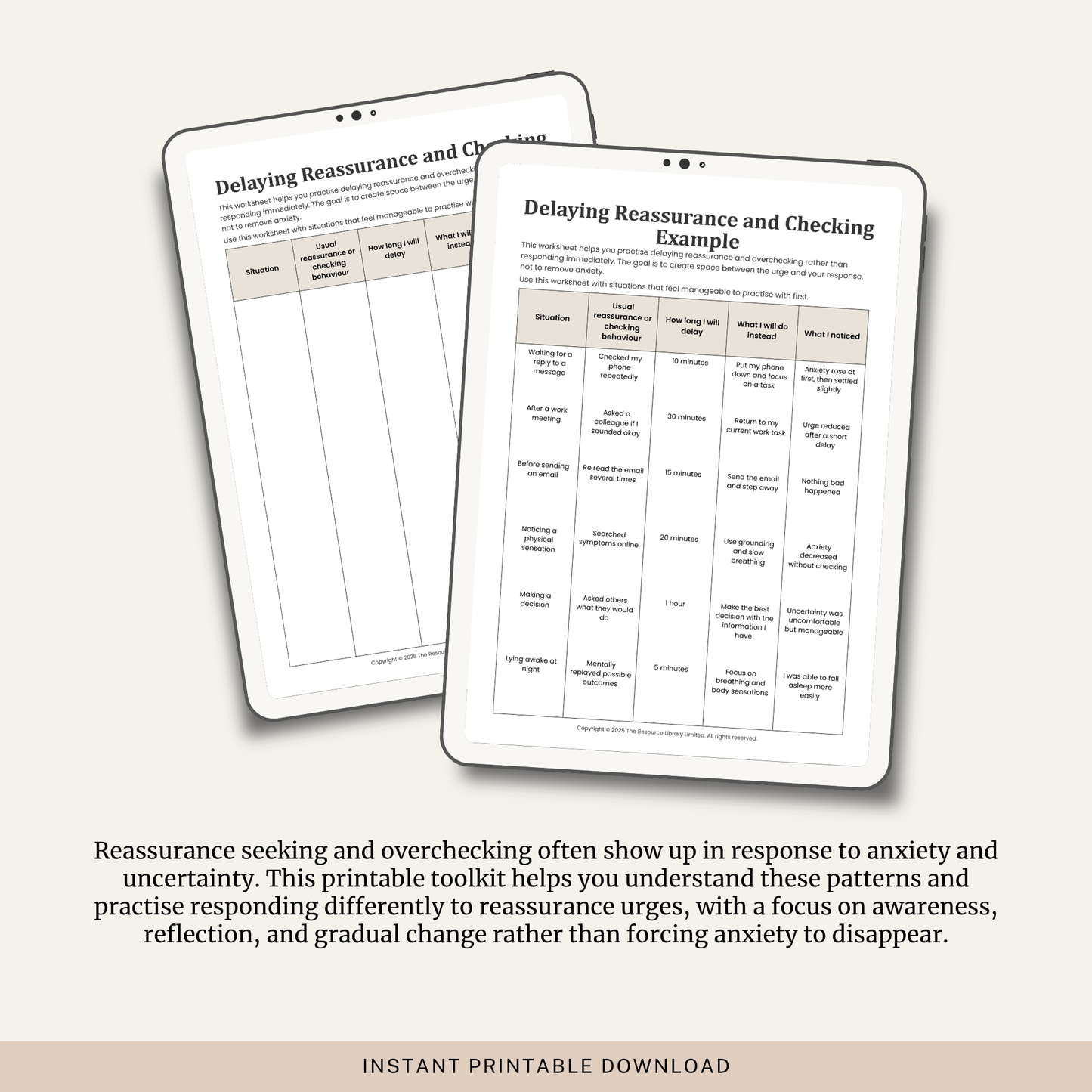 Reassurance Seeking and Overchecking Toolkit