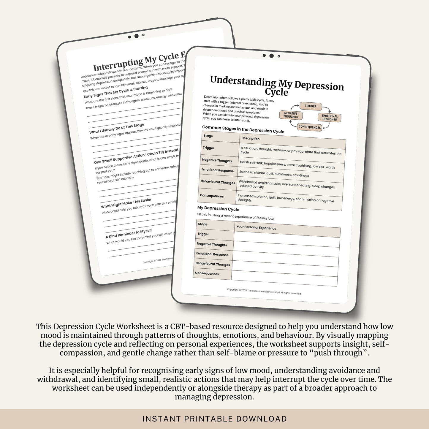 Cycle of Depression Worksheet
