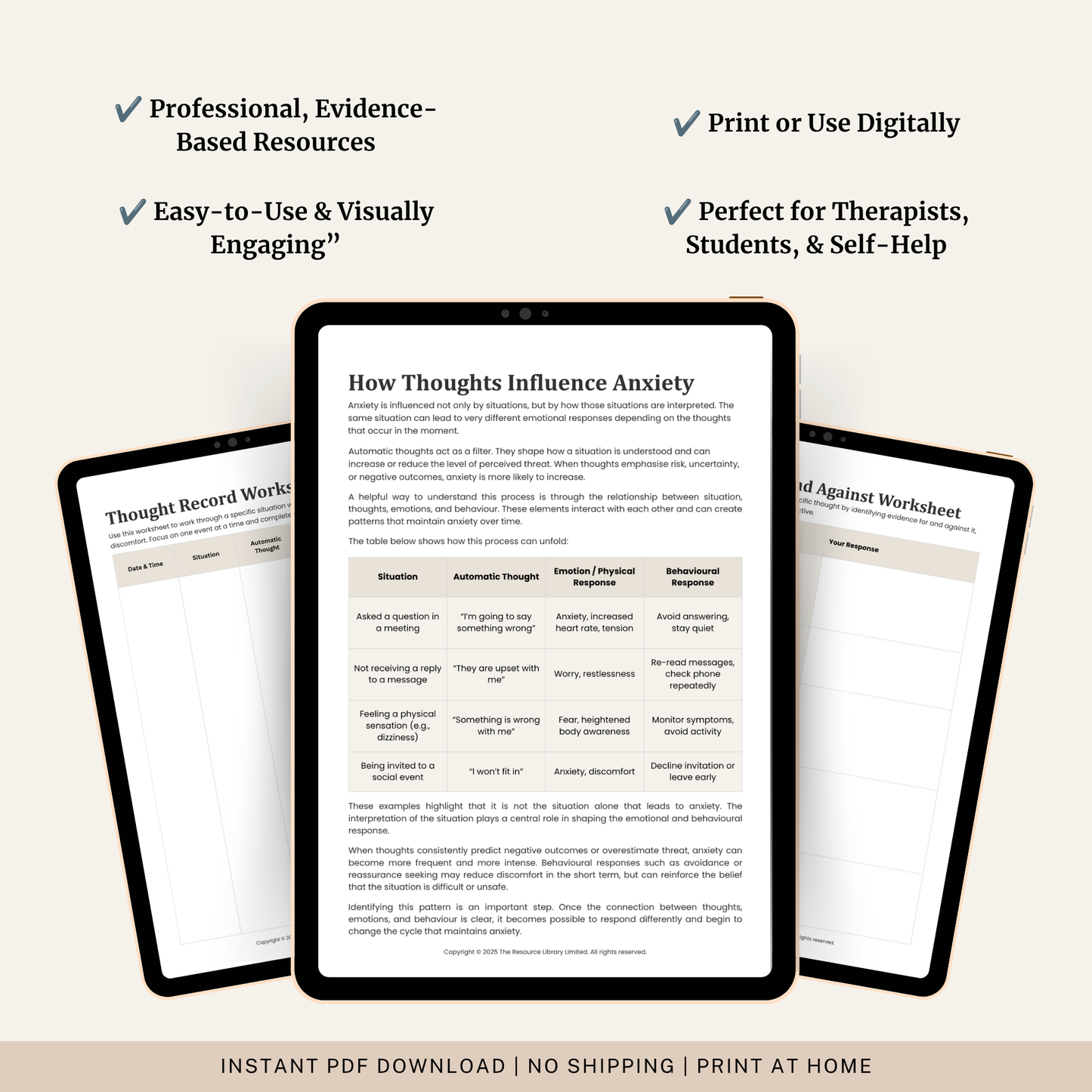 Anxiety Thought Record Workbook